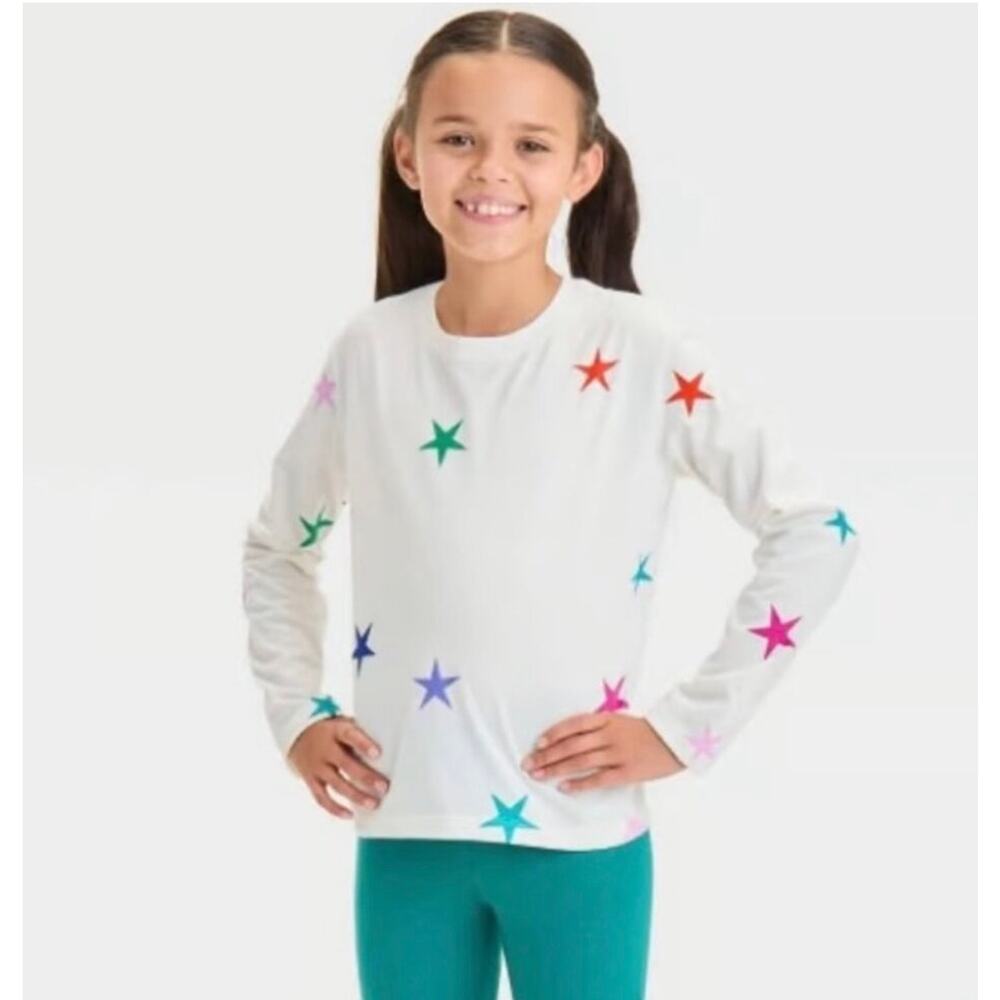 $8 Cat & Jack Star Print Long Sleeved Tee - girls Small (6/7)